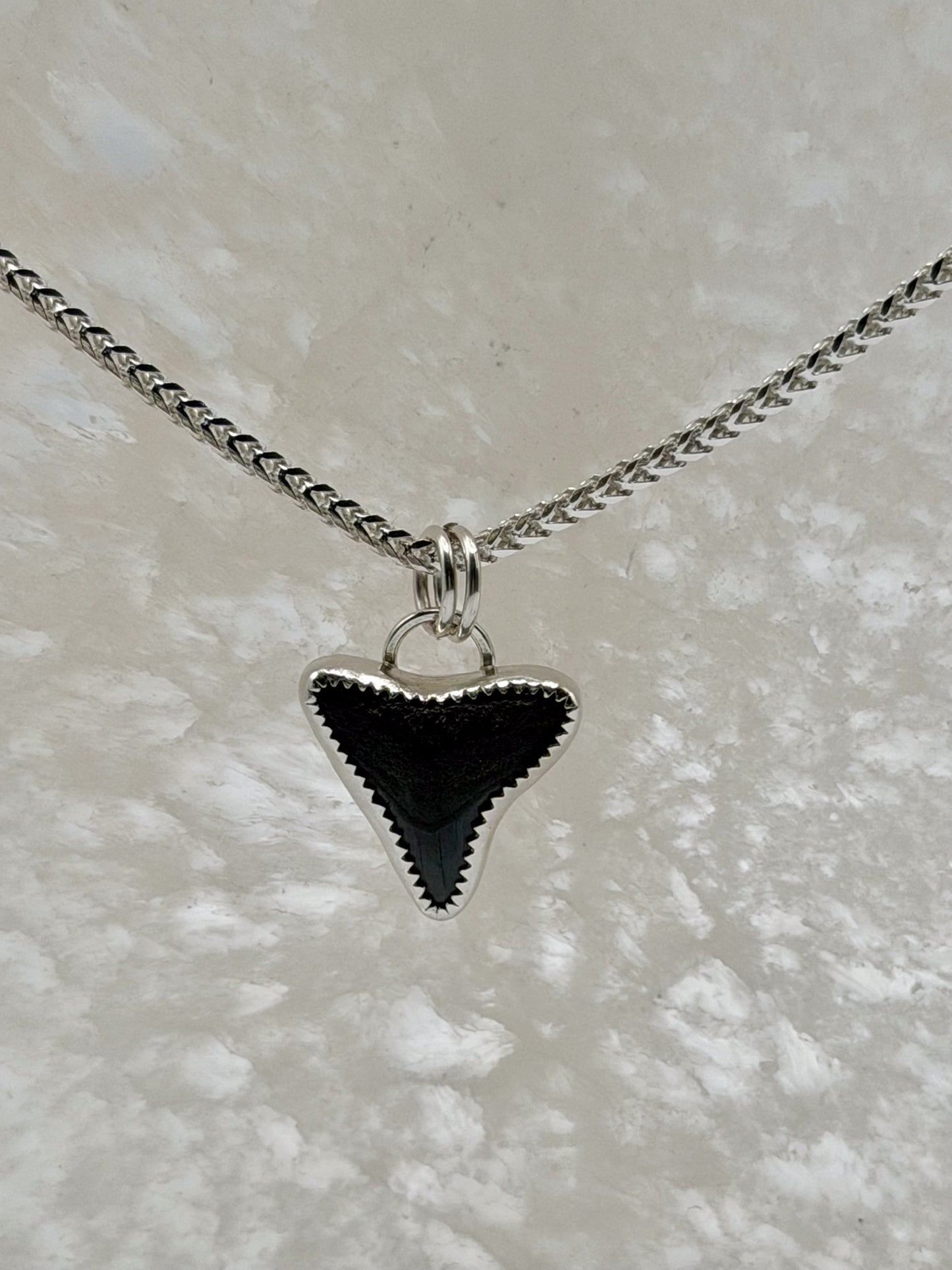 Tidebreaker Flow Necklace | Shark Tooth Paperclip / Square Box Chain Necklace