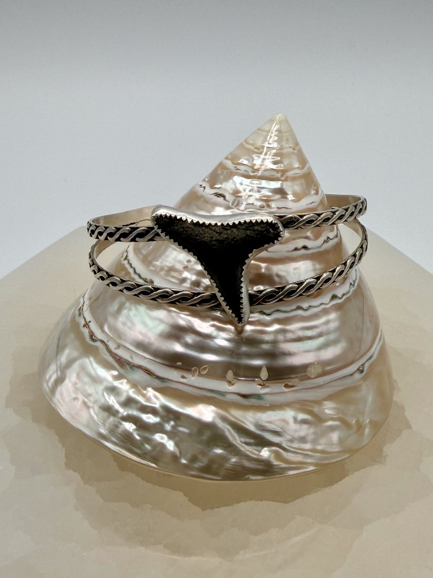 Tidebreaker Double Cuff | Shark Tooth Silver Bracelet Made To Order